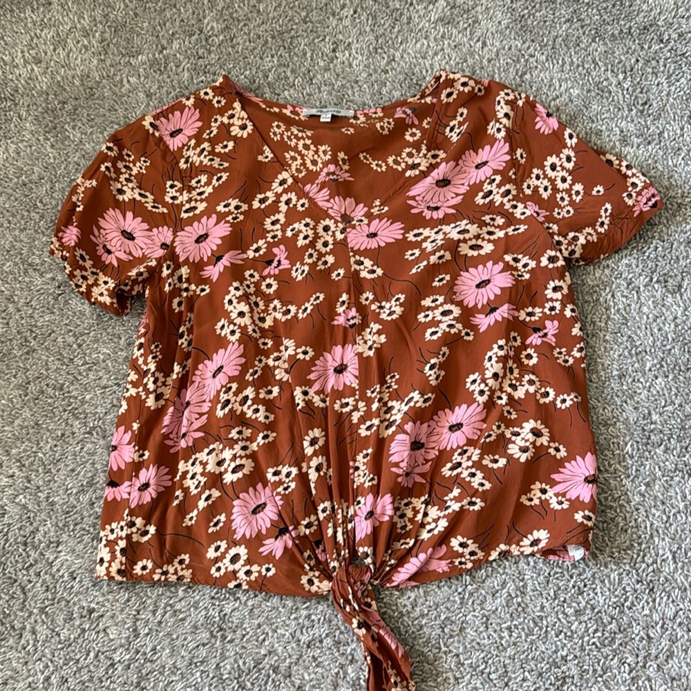 MADEWELL - rust floral blouse